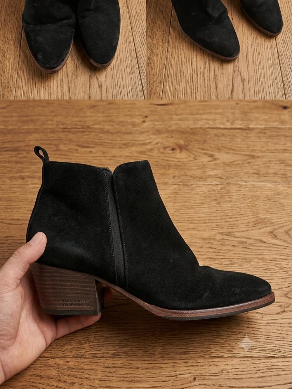 Like New - Aquatalia Black Suede Ankle Boots (Size 8.5) - Made in Italy